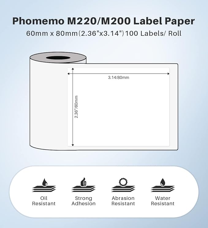 Phomemo 2.36" x 3.14" Multipurpose Labels, Thermal Sticker Label, Premium Adhesive,Compatible with M220 M250 M260 M221 M200 Printer for Logo Design, QR Code, Name Tag, Inventory, 3 Rolls-DeskLoop Office