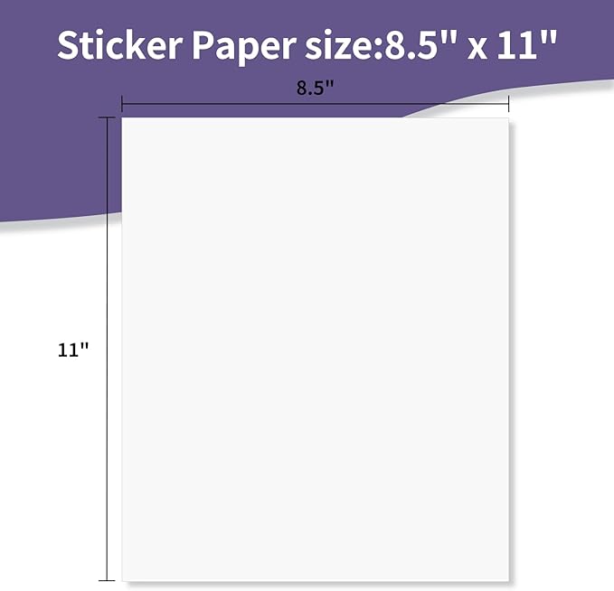 Vinyl Sticker Paper Bright Glossy 8.5"×11" 25 Sheets for Laser Printer-DeskLoop Office