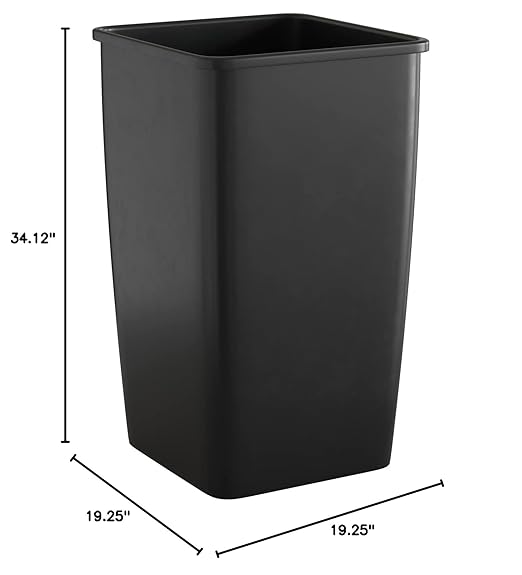 50 Gallon Black Square Commercial Trash Can-DeskLoop Office