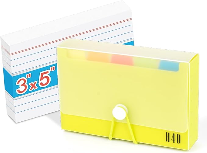 H4D 3x5 Index Card Case with 100 Heavyweight Ruled Index Cards and Dividers, Lime Green-DeskLoop Office
