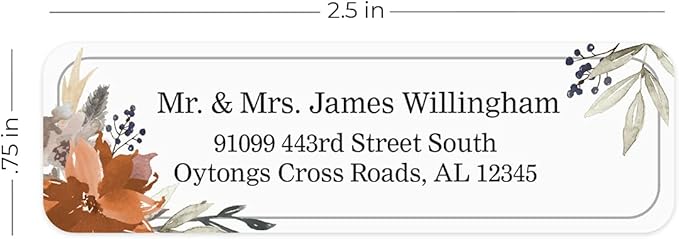 Indie Floral Rolled Address Labels/Roll of 500 Personalized Return Address Labels/Designer Return Address Stickers in Elegant Plastic Dispenser-DeskLoop Office