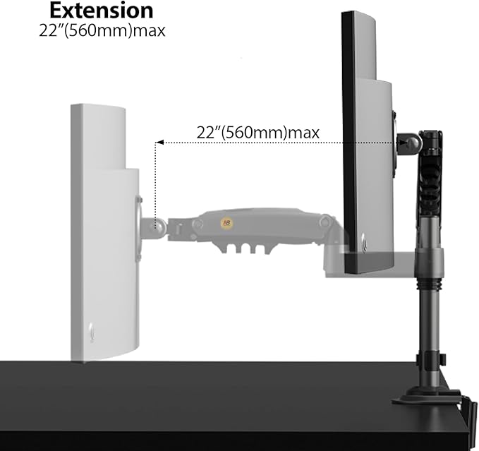 NB North Bayou Monitor Desk Mount Long Arm for Monitors Within 4.4 to 19.8lbs Ultra Wide Full Motion Swivel Height Adjustable Monitor Stand H100-DeskLoop Office
