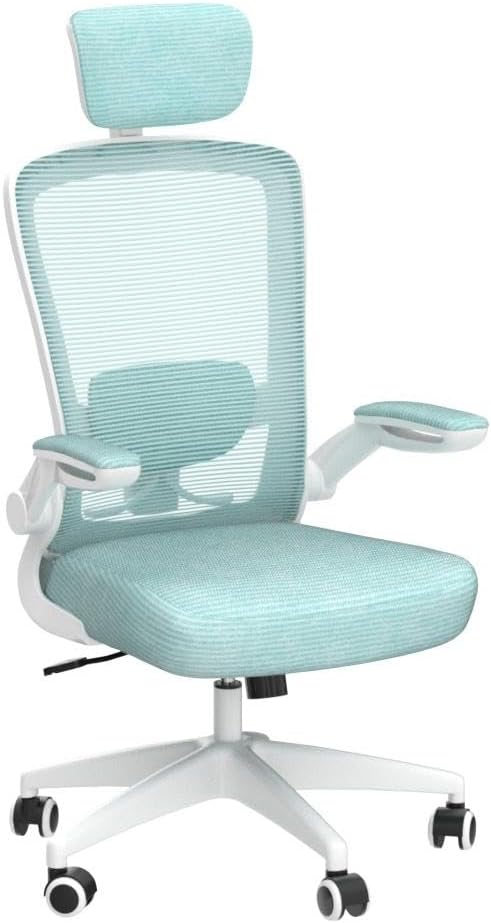 FelixKing Ergonomic Office Chair, Headrest Desk Chair Office Chair with Adjustable Lumbar Support, Home Office Swivel Task Chair with High Back and Armrest, Adjustable Height Gaming Chair(Light Blue)-DeskLoop Office