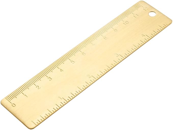 uxcell Straight Brass Ruler 120mm 4 Inches Metric Measurement Tool Drawing Measuring Ruler 1mm Thickness-DeskLoop Office