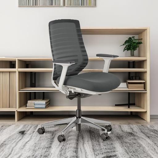 Branch Ergonomic Chair - A Versatile Desk Chair with Adjustable Lumbar Support, Breathable Mesh Backrest, and Smooth Wheels - Experience Optimal Comfort and Support - Graphite - White-DeskLoop Office
