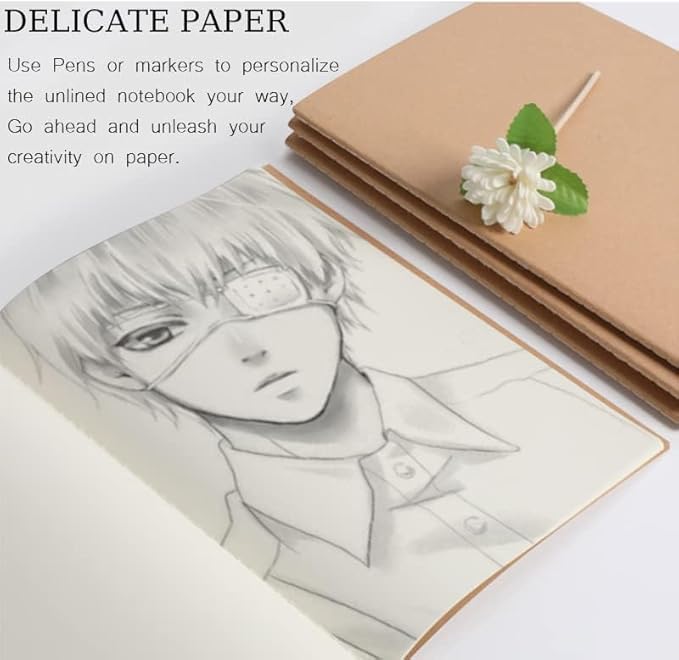 LIONSOUL 90 Pack A5 Blank Kraft Notebooks Bulk, Blank Paper Sketchbooks, Writing Blank Journal Notebook in Bulk, 80 Pages, 8.3x5.5 inch, for Gifts Travelers Office and School Supplies-DeskLoop Office
