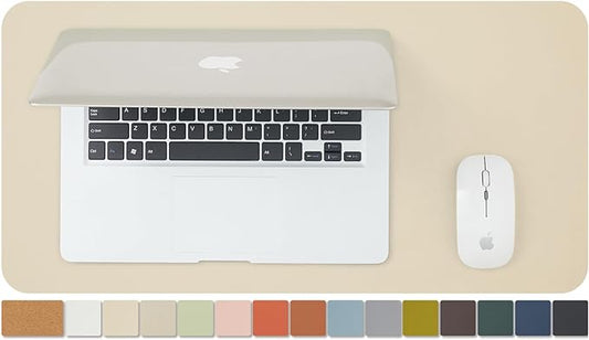 Compact Cork Desk Mat - Small Dual-Sided Desk Pad for Office and Home - Desk Organization and Accessories - Ideal for Large Mouse Pad and Small Desk Mats on Top of Desks(Beige,23.6"x 11.8")-DeskLoop Office