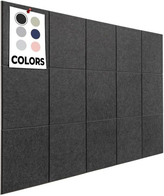 Cork Boards for Office, Dart Board Wall Protector, 59"x36" | 15 Pack | Black Bulletin Board, Cork Board, Cork Board Squares, Homasote Board, Bulletin Board Tiles (Gray Black)-DeskLoop Office