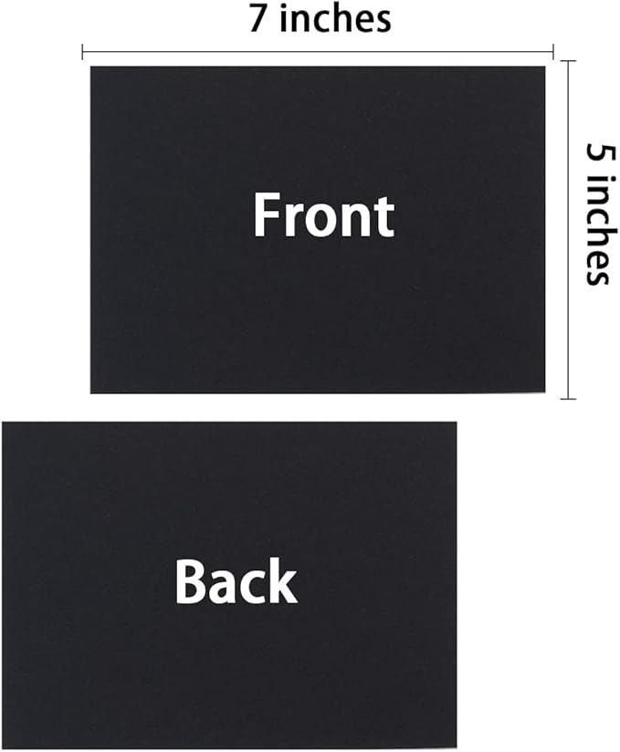 100 Pack Thick Paper Cardstock Blank Heavy Cards Stock for Invitations, Greeting Cards Making, Postcards, Photos, 250GSM Thick Paper (Black, 5x7 inches)