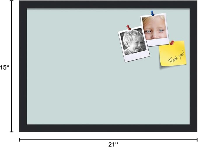 PinPix 21x15 Inch Cork Bulletin Board. This Decorative Framed Pin Board Comes with Soft Blue Design and a Satin Black Frame. Ideal for Home Office Decor or Message Board (PinPix-1814)-DeskLoop Office