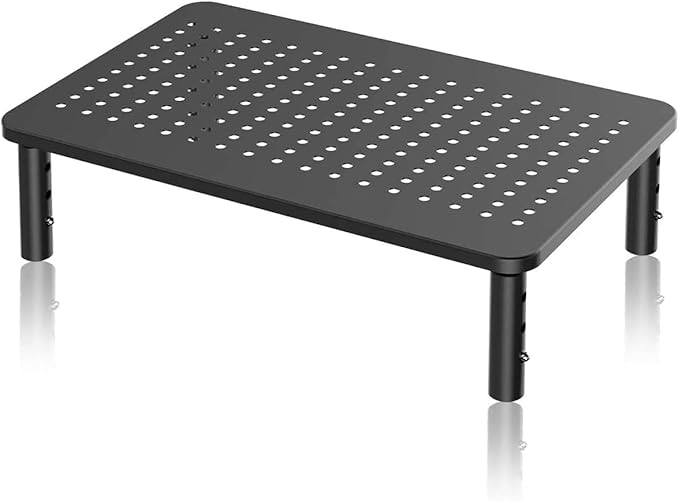 suptek Computer Monitor Stand Riser,Monitor Riser for Laptop, Printer, Notebook and All Flat Screen TV Display with Vented Platform,3 Height Adjustable Laptop Riser,1 Pack,Black(MST003)-DeskLoop Office