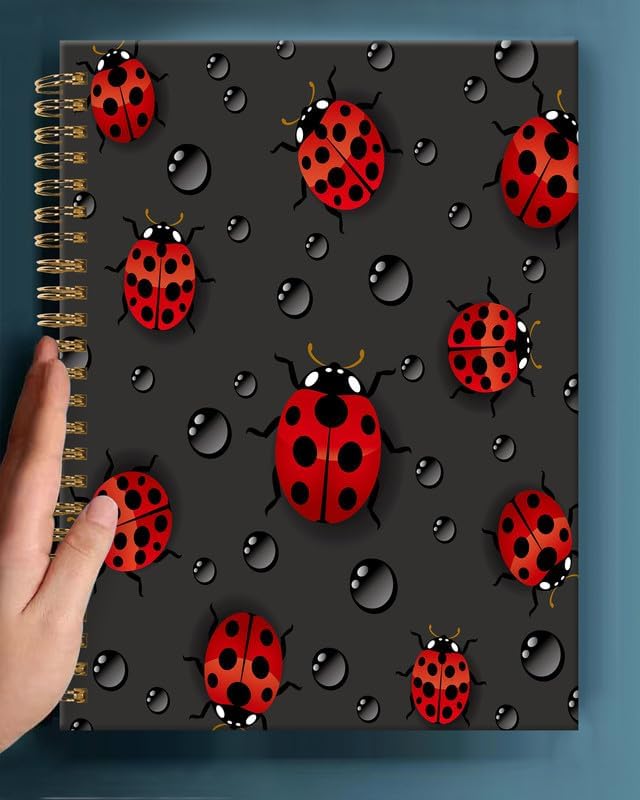 Spiral Journal Notebook,A5 Hardcover Lined Journals for Women Girl 6 x 8.3 in,120 Pages Thick Paper,Cute College Ruled Writing Notebook for Gifts Office Work School(Beautiful Red Ladybug)-DeskLoop Office