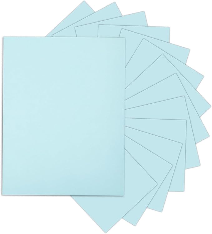 24 Sheets Light Blue Cardstock 8.5 x 11 Pastel Paper, Goefun 80lb Card Stock Printer Paper for Invitations, Menus, Crafts, DIY Cards-DeskLoop Office