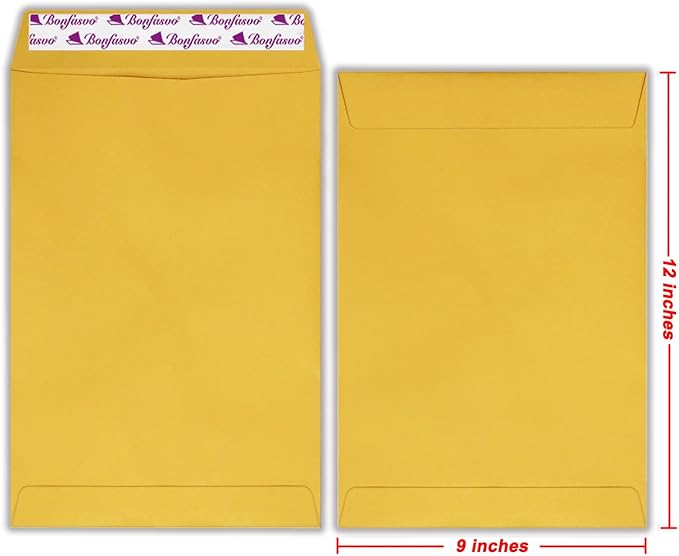 300 Pack 9x12 Brown Catalog Envelopes Peel & Seal Security Mailing Envelopes 120GSM Kraft Paper self Seal Envelopes for Invitations Papers Photos Documents Pictures Papers Files-DeskLoop Office