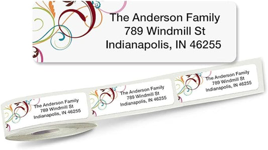 Colorful Images Fantasia Rolled Personalized Return Address Mailing Labels with Dispenser, Customize with Name & Shipping Address, 250 ¾” x 2½” Self Adhesive, Easy Peel Label Roll-DeskLoop Office