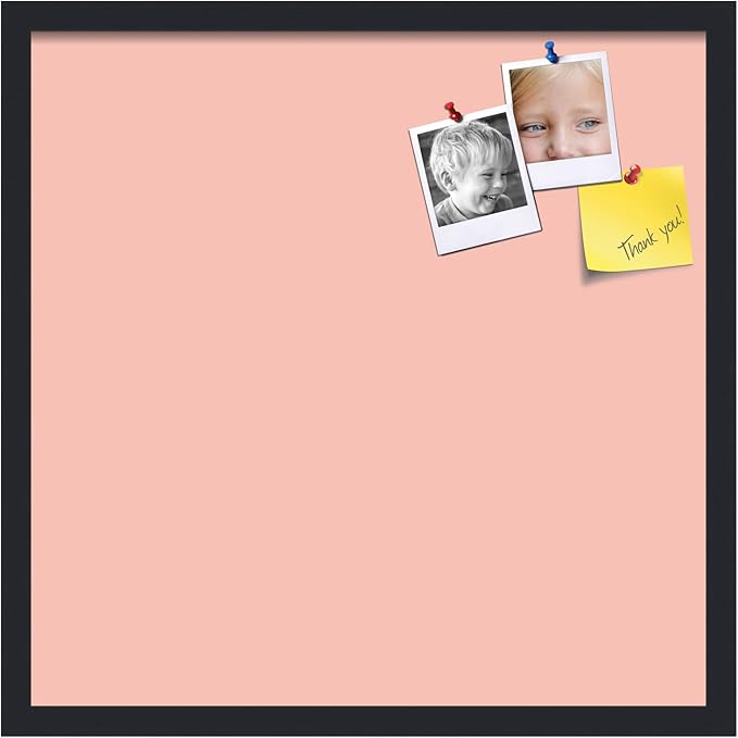 PinPix 22x22 Inch Cork Bulletin Board. This Decorative Framed Pin Board Comes with Pink Pastel Design and a Satin Black Frame. Ideal for Home Office Decor or Message Board (PinPix-1813)-DeskLoop Office