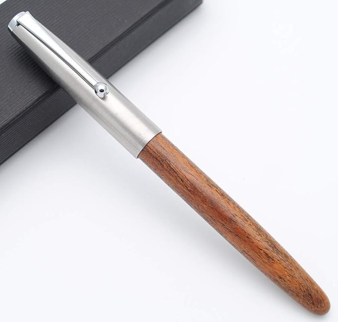 JINHAO 51A Wooden Fountain Pen Steel Cap (Peach Wood, Extra Fine Nib 0.38mm)-DeskLoop Office