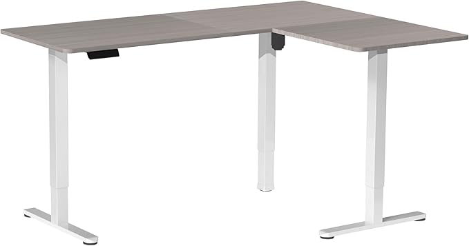 VIVO Electric Corner L-Shaped 63 x 47 in Standing Desk, Memory Height Adjustment, Dark Gray Top White Frame, DESK-E3CTWG-47-DeskLoop Office