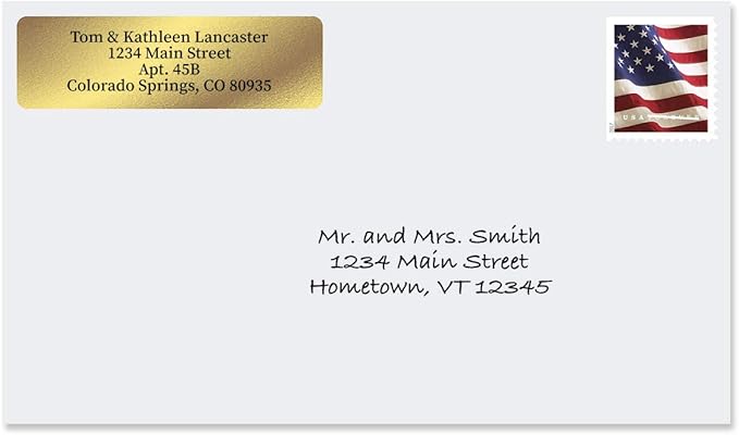 Personalized Return Address Labels, Roll of 500 Gold Foil Self-Adhesive Labels Without Dispenser, Customize with Name & Shipping Address, Colorful Images-DeskLoop Office