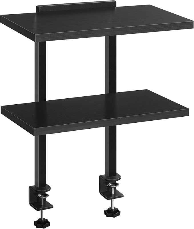Clamp On Desk Organizer, 2-Tier Desktop Bookshelf, Adjustable Desk Storage Shelf, Metal Frame, for Office, Study and Game Room, Black DSBK3501-DeskLoop Office