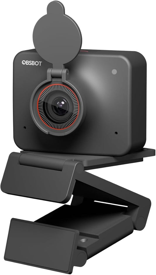 OBSBOT Meet AI-Powered 4K Webcam, AI Framing & Autofocus, Webcam with Microphone, Background Bokeh, 60 FPS, HDR Low-Light Correction, Beauty Mode, Webcam for PC, Streaming, Conference, Gaming, etc.-DeskLoop Office