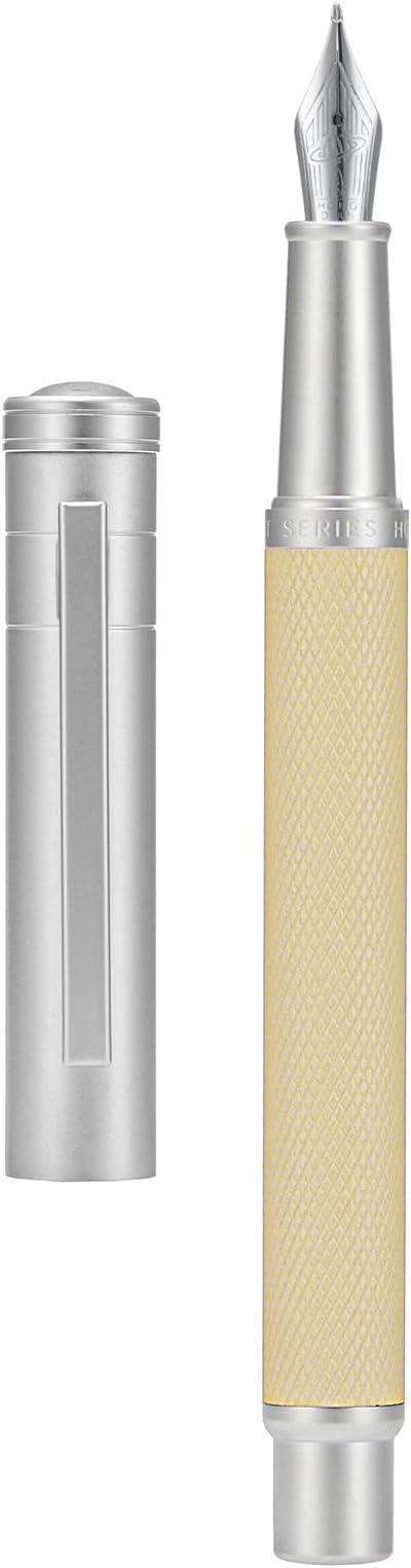 Hongdian White Forest Fountain Pen Blade Nib Classic Design Calligraphy Pen with Converter and Metal Pen Case Set-DeskLoop Office