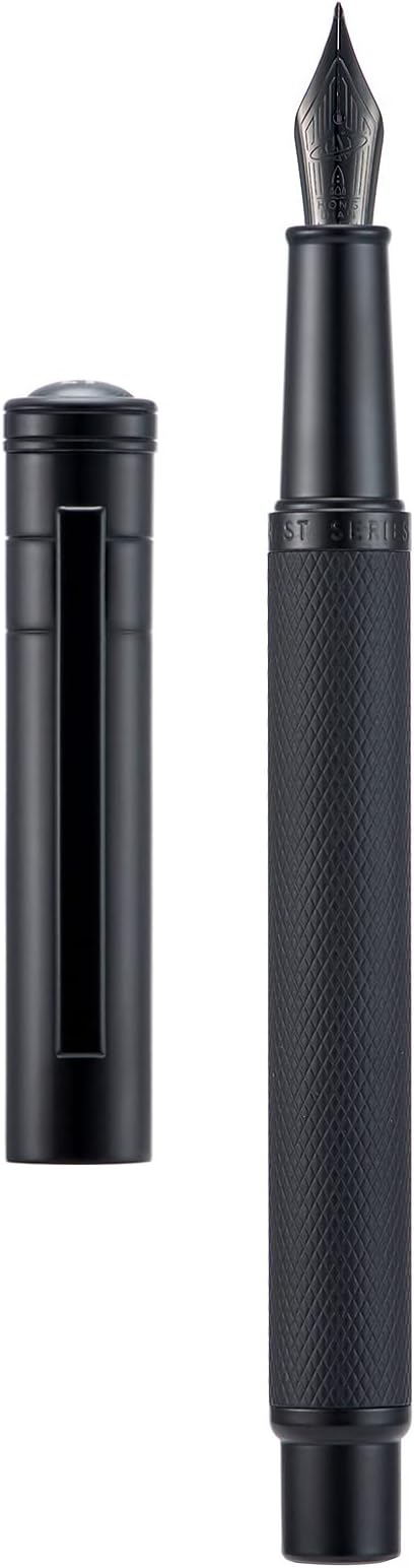 Hongdian Black Forest Fountain Pen Blade Nib Classic Design Calligraphy Pen with Converter and Metal Pen Case Set-DeskLoop Office
