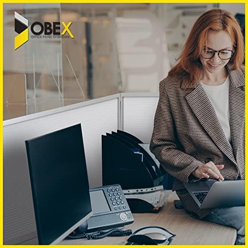 OBEX Polycarbonate Office Desk Mounted Privacy Screen Adjustable Table Top Panel Divider, Universal Aluminum Bracket-USA Made, 24" x 60", White-DeskLoop Office