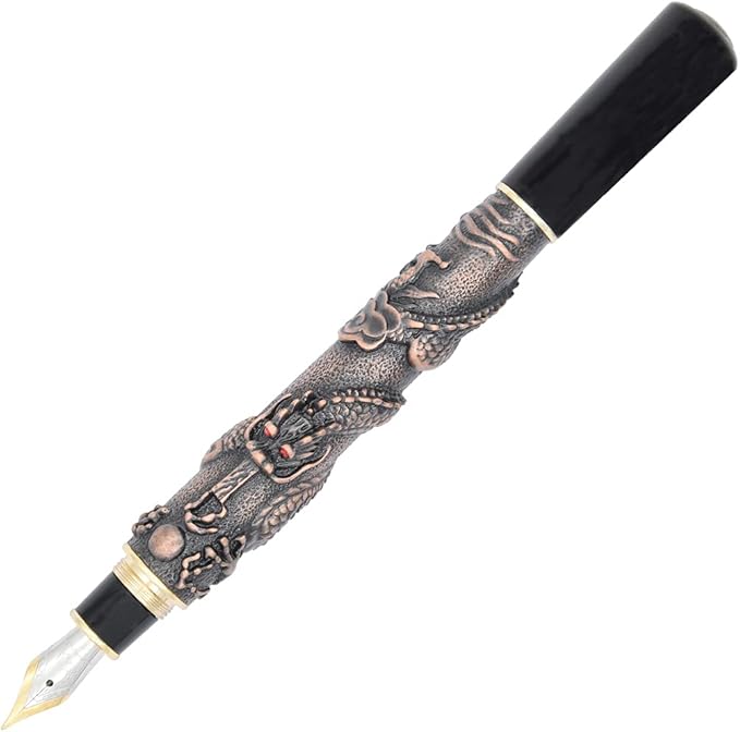 Gullor Basso-relievo Pen, Chinese Dragon, Medium Nib, a Heavy Noblest Pen Medium Nib-DeskLoop Office