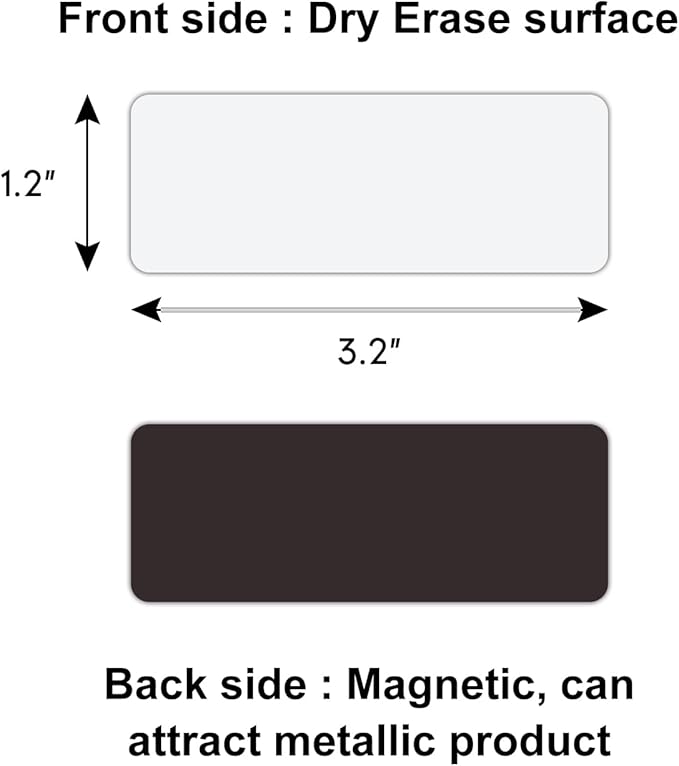 Dry Erase Magnetic Labels 3.1x1.2 Inch White, Reusable Magnetic Dry Erase Labels for Whiteboards,Pack of 40