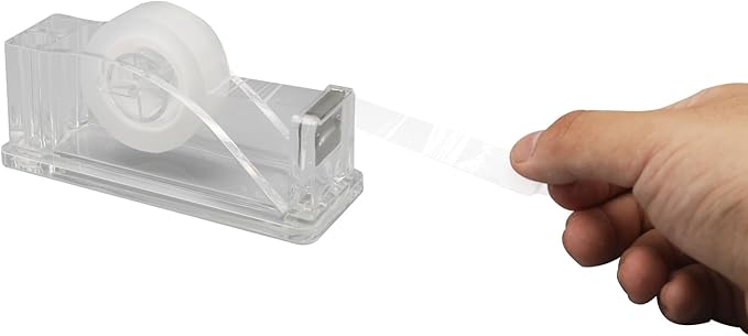 QILIMA Transparent Acrylic Tape Dispenser, Clear Tapes and Refillable Dispensers, Desktop Tape Dispenser Acrylic for Home,Tape Cutter Holder Fits Standard Tape Rolls, Office and School-DeskLoop Office