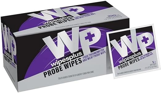 Probe Wipes Food Thermometer Wipes, Meat Probe Wipes with Individual Sachets for Home and Business, 1000 Count, (10 Packs of 100 Sachets)-DeskLoop Office