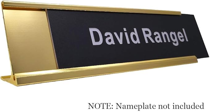 2" x 8" Aluminum Desk Name Plate Holder, Office Business Desk Sign Holder Desktop-5 Pack (Yellow Gold)-DeskLoop Office