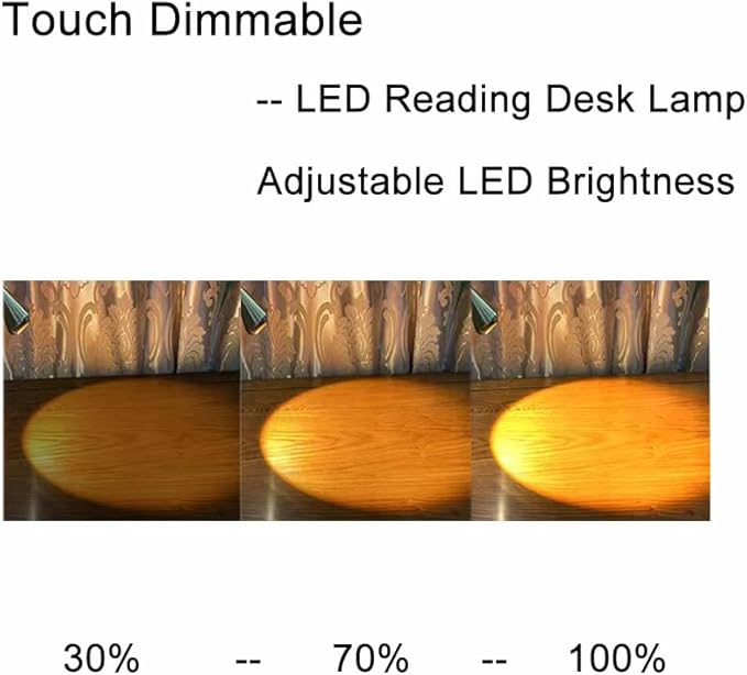 HomeFocus - Bedside Table Lamp,LED Desk Lamp,Reading Light,Eye-Caring for Reading Lamp,LED 5W,Touch dimmable Bedside lamp,Bedside Night Light,Metal,Satin Nickel.-DeskLoop Office