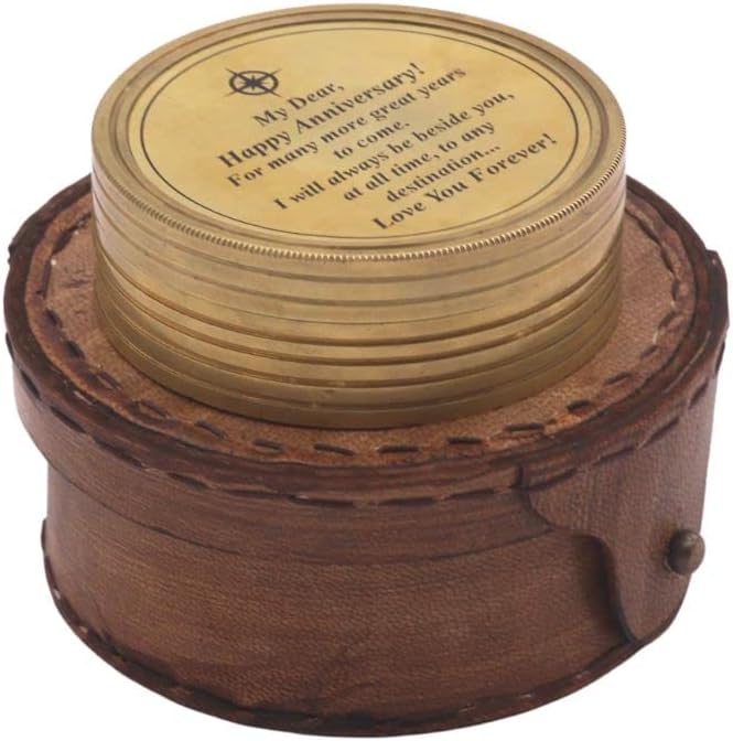 to My Husband I Love You, Brass Compass Engraved Gifts for Men, Bronze for Men, Romantic Gifts for Him/Her, Keepsake Gifts for Husband, 5th/25th 50th Wedding Ideas-DeskLoop Office