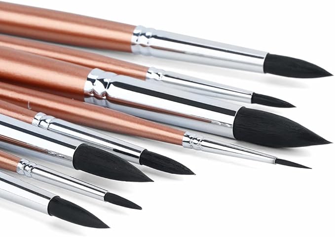 Transon 8pcs Round Watercolor Paint Brush Set Goat Hair for Watercolors,Acrylics,Inks,Gouache,Oil and Tempera-DeskLoop Office