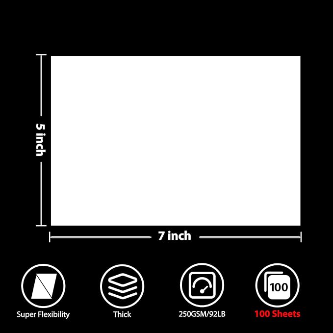 OcePor 100 Sheets Cardstock 5”x 7”,Blank Card Stock 92lb/250gsm, Thick Heavy CardStock Printer Paper for Wedding Invitation, Greeting Cards Making, Postcards, Photos-DeskLoop Office