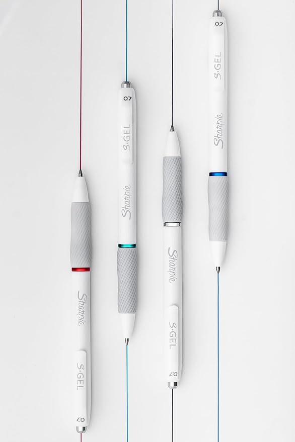 Sharpie S-Gel | Gel Pens for Writing | Medium Point (0.7mm) | Assorted Ink Colours | White Pearl Barrels | 8 Count-DeskLoop Office