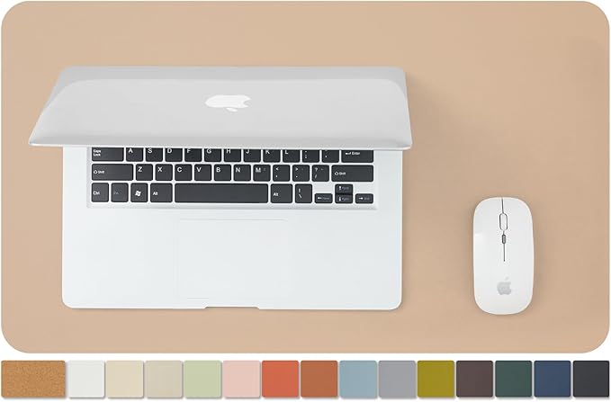 Cork Desk Mat - Small Dual-Sided Desk Pad for Office and Home - Desk Organization and Accessories - Ideal for Large Mouse Pad and Small Desk Mats on Top of Desks(Apricot,23.6"x 13.8")-DeskLoop Office