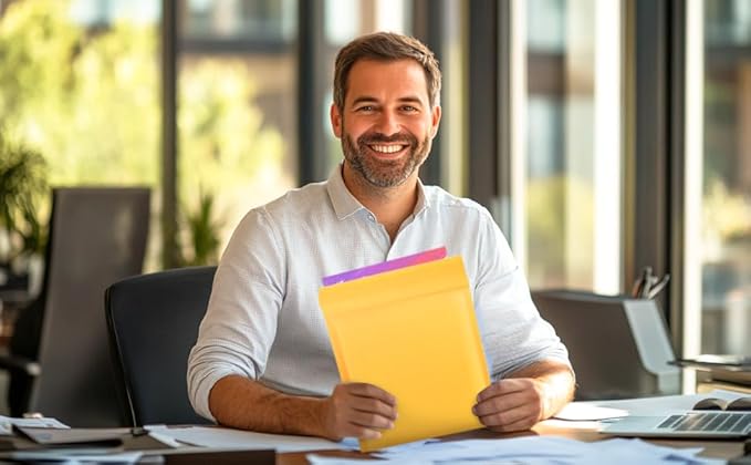 52Pack Yellow 6x10inch Kraft Bubble Mailers Small Business Mailing Packages Self-Sealing Paper Envelopes, Mailer Shipping Padded Envelopes with Strong Adhesion for Jewelry Makeup Supplies-DeskLoop Office