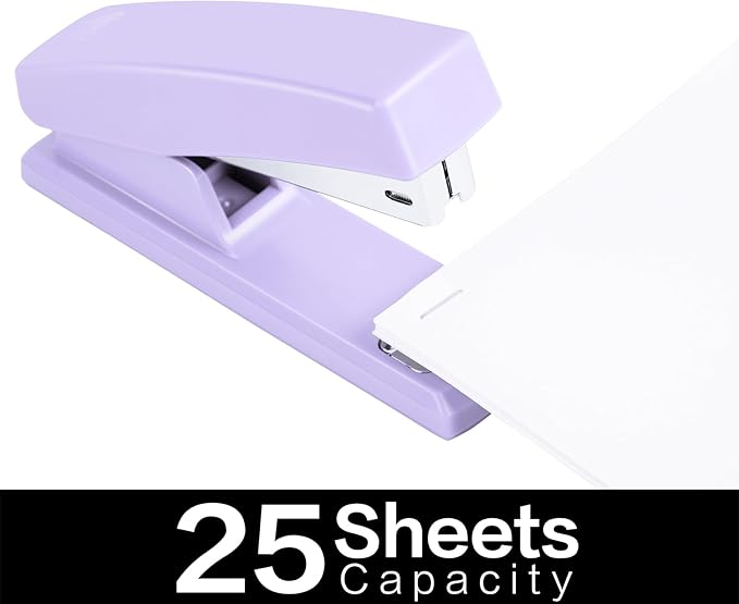 Deli Stapler, Desktop Staplers with 640 Staples, Office Stapler, 25 Sheet Capacity, Purple-DeskLoop Office