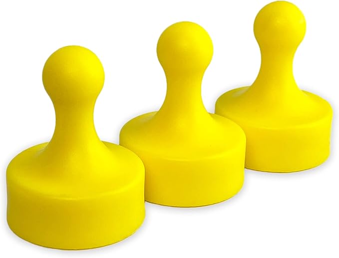GLASSBOARD STUDIO Powerful Neodymium Magnets, Pawn-Shaped - Strong Fridge/Refrigerator and Whiteboard Magnet, Ideal for Office, Kitchen, Crafts - Rare Earth, Heavy Duty (3, Yellow)-DeskLoop Office