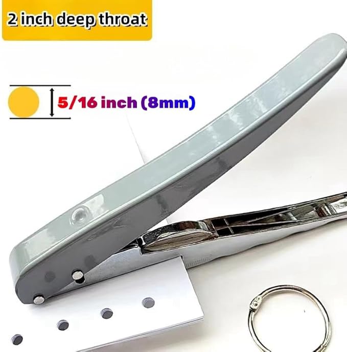 Hole Punch, Heavy Duty Hole Puncher Single Handheld Paper Puncher Small Hole Puncher Paper Punch One Hole Punch for Crafts Cards Paper Tags Scrapbook-5/16 inch (8mm)-DeskLoop Office