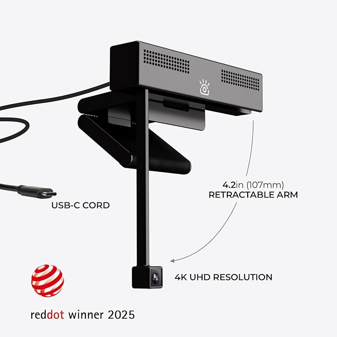 Pro 4K HD Webcam with Eye Contact, Noise Cancelling Mic, Plug and Play USB for Mac & PC Zoom Certified, Works with Teams, Meet, Streaming, and Video Calls-DeskLoop Office