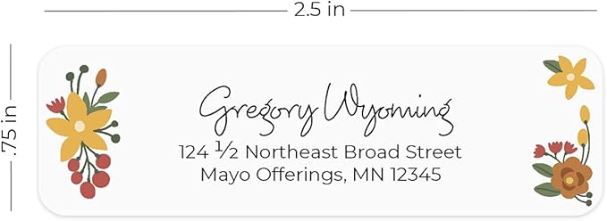 Retro Floral Rolled Address Labels/Roll of 250 Personalized Return Address Labels/Designer Return Address Stickers in Elegant Plastic Dispenser-DeskLoop Office