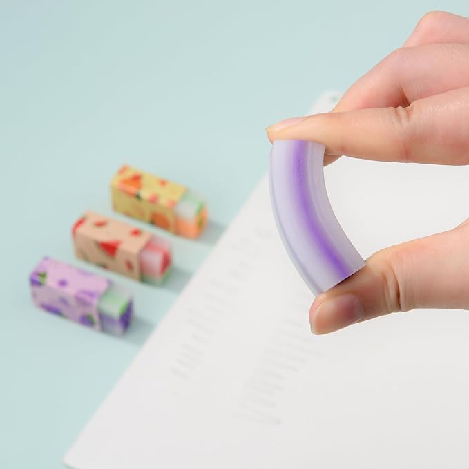 18 Pack Fruit Erasers, Kawaii Jelly Erasers for Kids, Rectangular, Colorful, Thermoplastic Elastomer (TPE) Material, Fun Eraser-DeskLoop Office