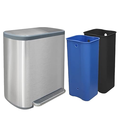 Kitchen Trash Can 16 Gallon, 2 x 30 Liters Trash and Recycle bin Combo, Dual Compartment & Soft Close Lid, Stainless Steel Trash Can, Fingerprint-Proof, 60L Pedal Recycling Bin-DeskLoop Office