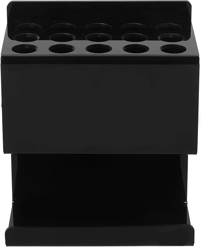 MyGift Wall Mounted Black Premium Acrylic Dry Erase Marker and Eraser Holder Rack with 15 Round Slots and Storage Ledge, Meeting Room Classroom Dorm Office or Home Whiteboard Accessory Rack-DeskLoop Office