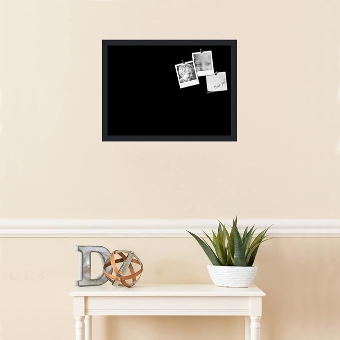 PinPix 22x16 Inch Cork Bulletin Board. This Decorative Framed Pin Board Comes with Solid Black Design and a Satin Black Frame. Ideal for Home Office Decor or Message Board (PinPix-622)-DeskLoop Office