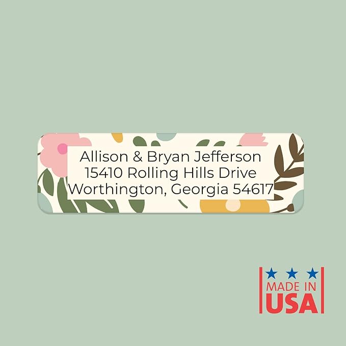 Pastel Floral Rolled Address Labels / 500 Personalized Return Address Labels/Designer Address Stickers in Elegant Plastic Dispenser-DeskLoop Office